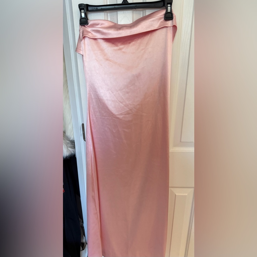 Light Pink Satin Midi Dress